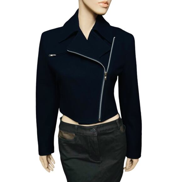 Armani Vintage Double Collar Cropped Wool Jacket Size S Made in Hong Kong